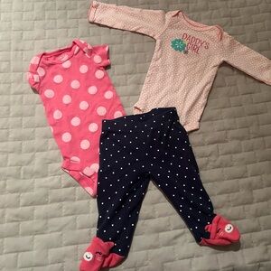 Polka Dot Pink + Navy Kids 3 Piece Set, newborn